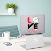 I Liebe Volleyball Aufkleber (Laptop auf Schreibtisch)