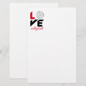 I Liebe Volleyball Briefpapier (Vorne/Hinten)