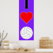 I Liebe Volleyball / I Herz Volleyball Poster (Küche)