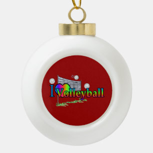 I Liebe Volleyball Keramik Kugel-Ornament