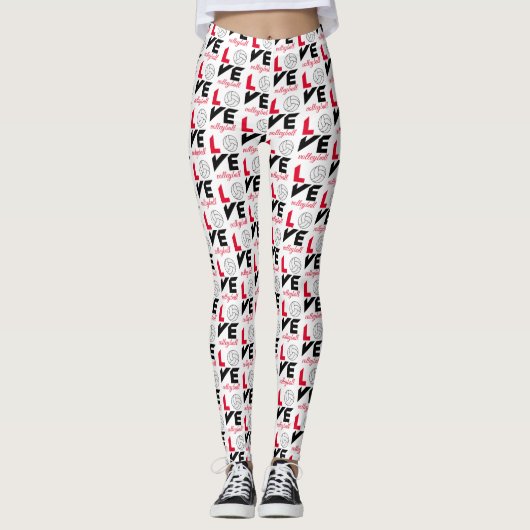 I Liebe Volleyball Leggings (Vorderseite)