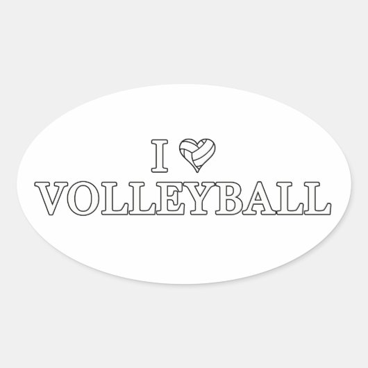 I Liebe Volleyball Ovaler Aufkleber (Vorderseite)