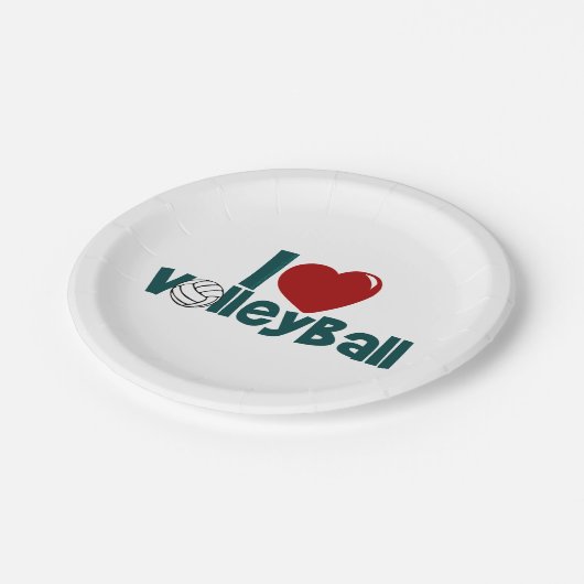 I Liebe Volleyball Pappteller (Schrägansicht)