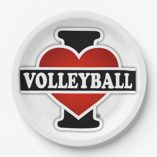 I Liebe-Volleyball Pappteller (Vorderseite)