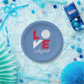 I Liebe Volleyball Pappteller (Party)