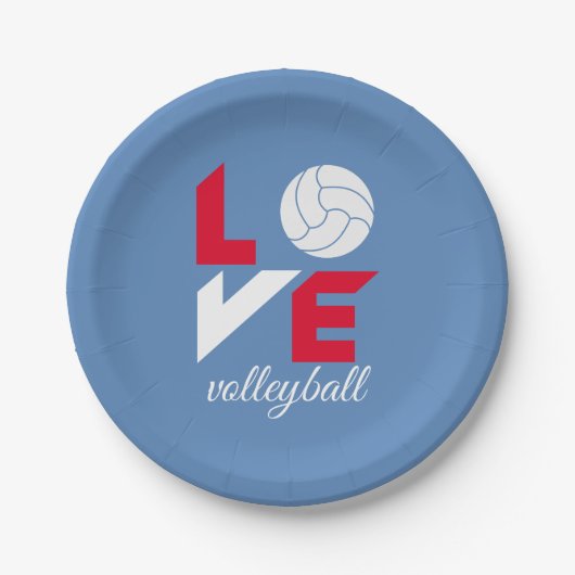 I Liebe Volleyball Pappteller (Vorderseite)