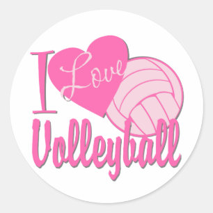 I Liebe Volleyball Pink Runder Aufkleber