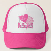 I Liebe Volleyball Pink Truckerkappe (Vorderseite)