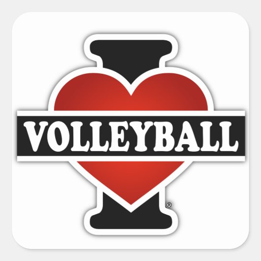 I Liebe Volleyball Quadratischer Aufkleber (Vorderseite)