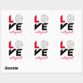 I Liebe Volleyball Quadratischer Aufkleber (Blatt)