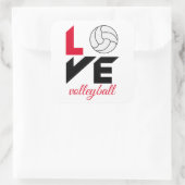 I Liebe Volleyball Quadratischer Aufkleber (Tasche)