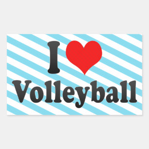 I Liebe Volleyball Rechteckiger Aufkleber