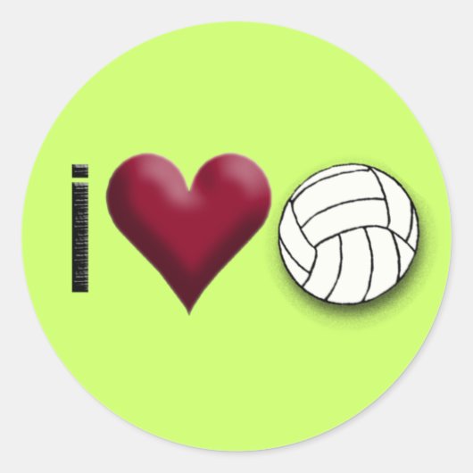 i Liebe Volleyball Runder Aufkleber (Vorderseite)