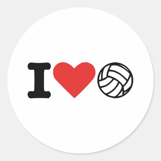 I Liebe Volleyball Runder Aufkleber (Vorderseite)
