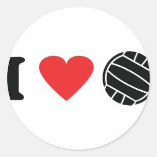 I Liebe Volleyball Runder Aufkleber