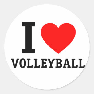 I Liebe Volleyball Runder Aufkleber