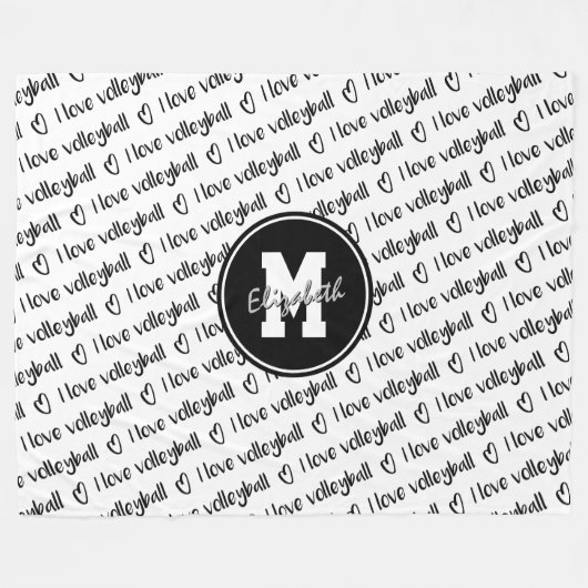 I Liebe Volleyball Typografie Schwarz-weiß JEDE Fa Fleecedecke (Vorderseite (Horizontal))
