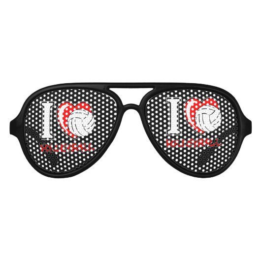I Liebe Volleyball - Volleyball-Slogans und Zitate Partybrille (Vorderseite)