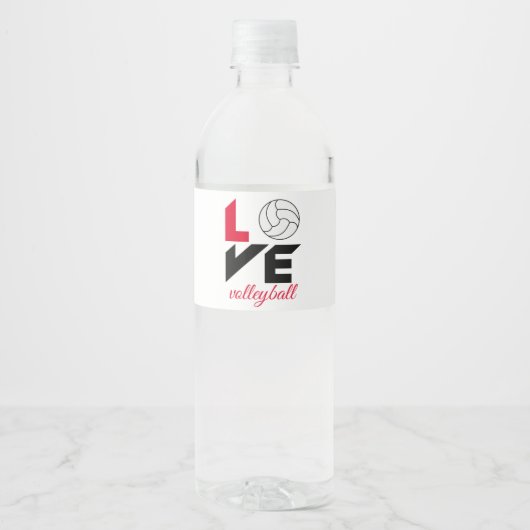 I Liebe Volleyball Wasserflaschenetikett (Vorderseite)