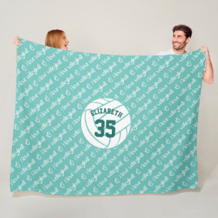 I Liebe Volleyballtypografie-Muster in beliebiger  Fleecedecke