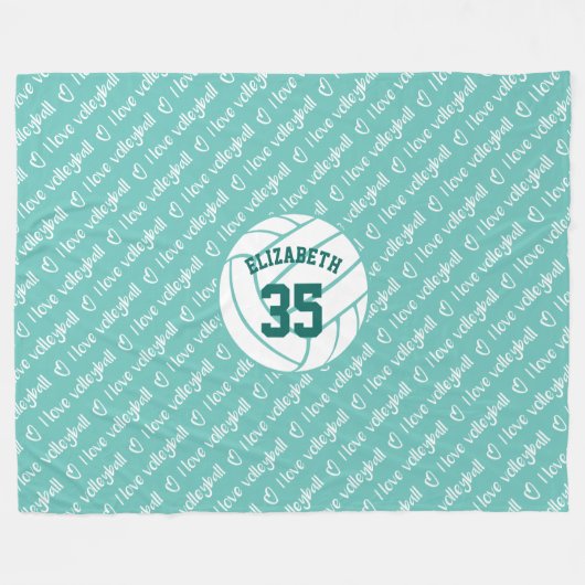 I Liebe Volleyballtypografie-Muster in beliebiger  Fleecedecke (Vorderseite (Horizontal))