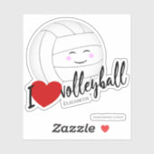 I Liebe Volleyballtypografie niedlich kawaii Aufkleber (Blatt)