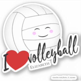 I Liebe Volleyballtypografie niedlich kawaii Aufkleber