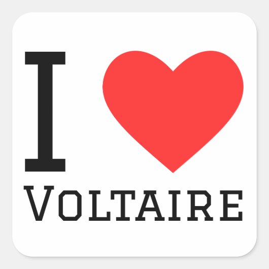 I Liebe Voltaire Quadratischer Aufkleber (Vorderseite)