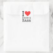 I Liebe von Trommel und Bass Quadratischer Aufkleber (Tasche)