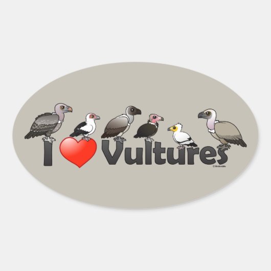 I Liebe Vultures (Afrika) Ovaler Aufkleber (Vorderseite)