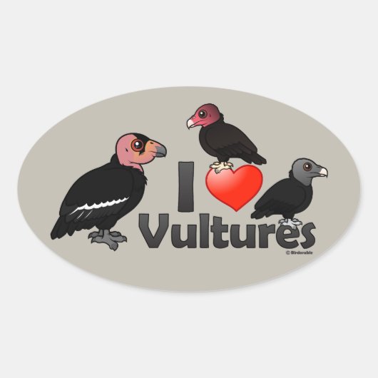 I Liebe Vultures (Nordamerika) Ovaler Aufkleber (Vorderseite)