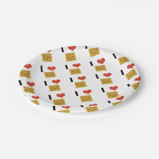 I Liebe-Waffeln Pappteller (Schrägansicht)
