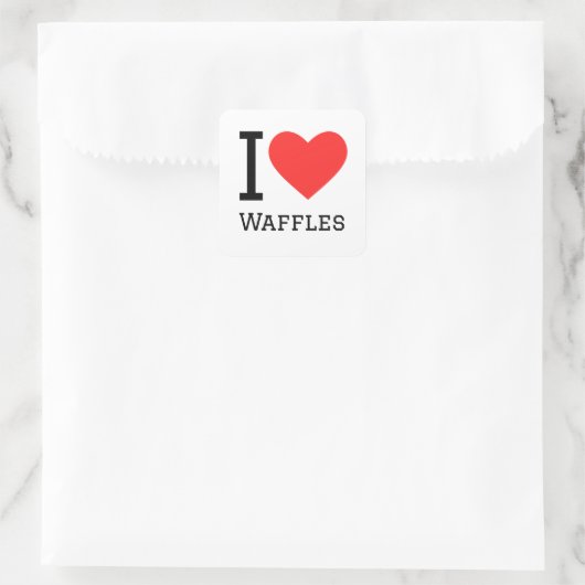 I Liebe Waffeln Quadratischer Aufkleber (Tasche)