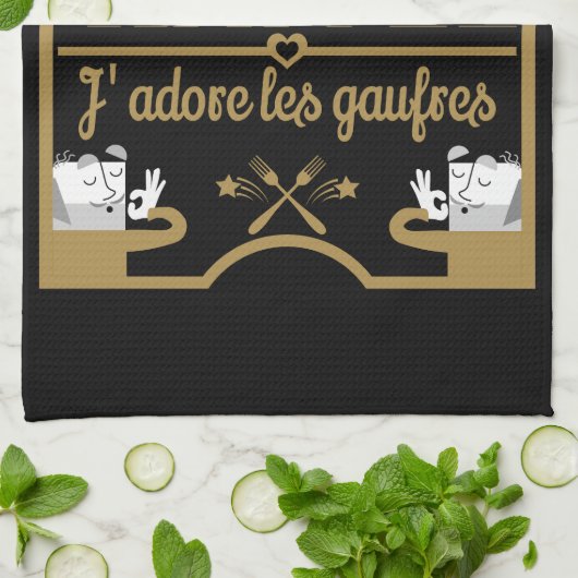 I Liebe Waffles Geschirrtuch (Gefaltet)