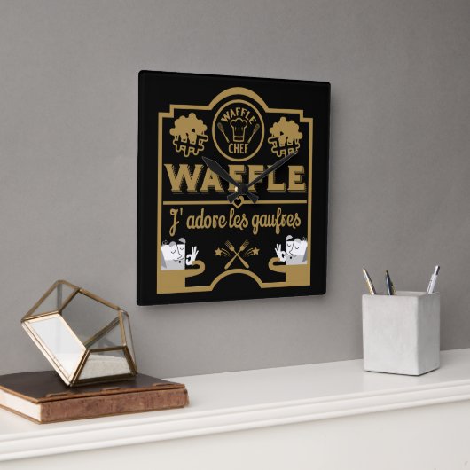 I Liebe Waffles Quadratische Wanduhr (Büro)