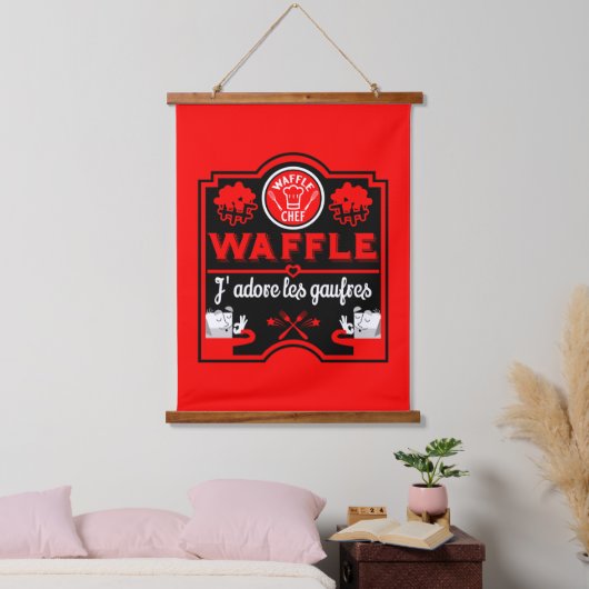 I Liebe Waffles Wandteppich Mit Holzrahmen (Schlafzimmer)