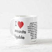 I LIEBE | Wahnsinnige Gründe Kaffeetasse (Vorderseite Links)