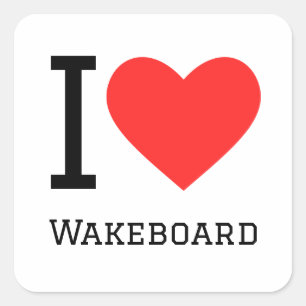 I Liebe Wakeboard Quadratischer Aufkleber