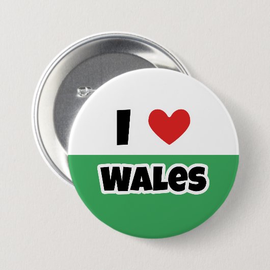 I Liebe Wales Button (Vorne & Hinten)