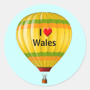 I Liebe Wales Heißluftballon Runder Aufkleber
