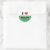 I Liebe Wales Runder Aufkleber (Tasche)