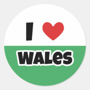 I Liebe Wales Runder Aufkleber