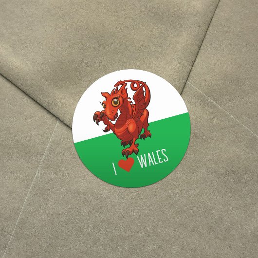 I Liebe Wales Welsh Baby Red Dragon Cartoon Runder Aufkleber