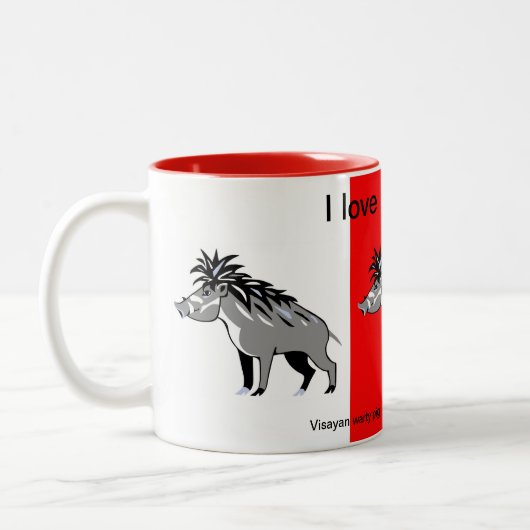 I Liebe Warty PIGS - Warthos - Wildtiere - Zweifarbige Tasse (Links)