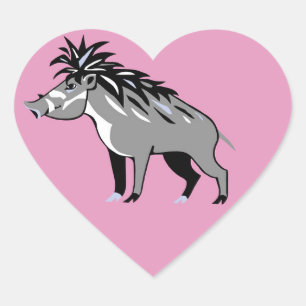 I Liebe Warty PIGS - Wildlife - Warthos - Rosa Herz-Aufkleber