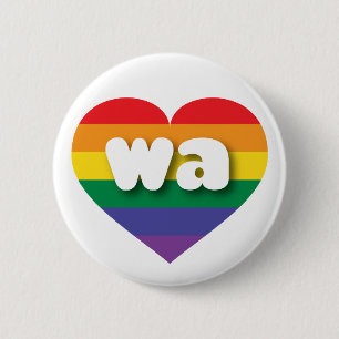 I Liebe Waschington Gay Pride Regenbogenherz Button