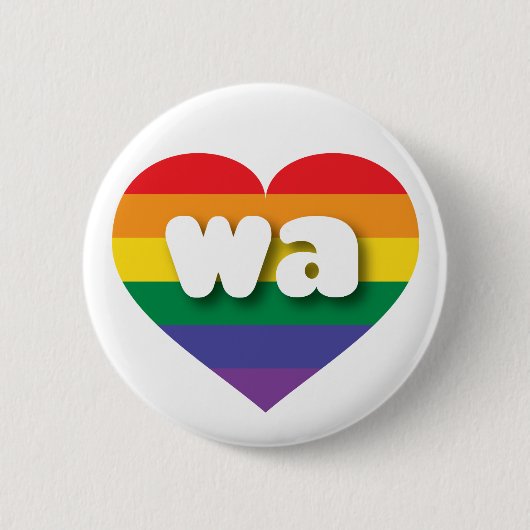 I Liebe Waschington Gay Pride Regenbogenherz Button (Vorderseite)
