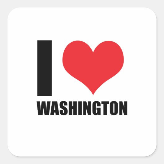 I Liebe Washington Quadratischer Aufkleber (Vorderseite)