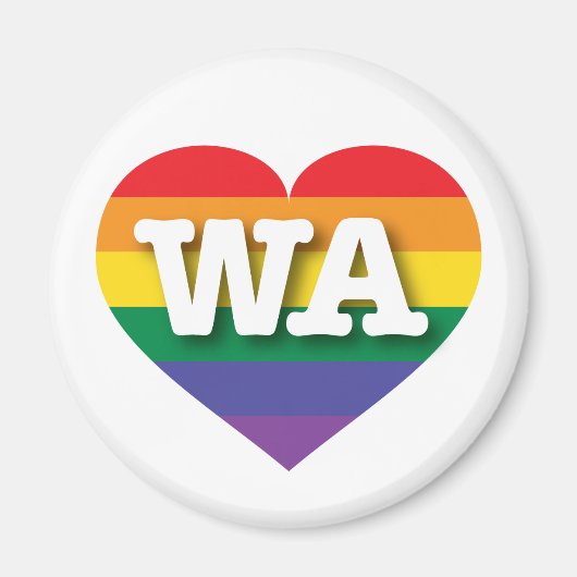 I Liebe Washington Staat Rainbow Heart Magnet (Vorne)