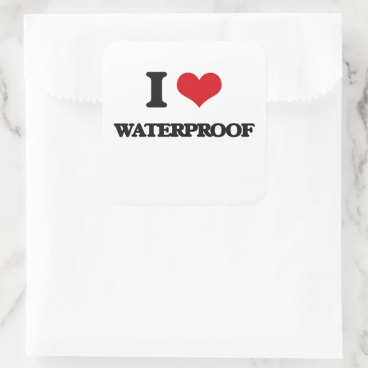 I Liebe wasserdicht Quadratischer Aufkleber (Tasche)